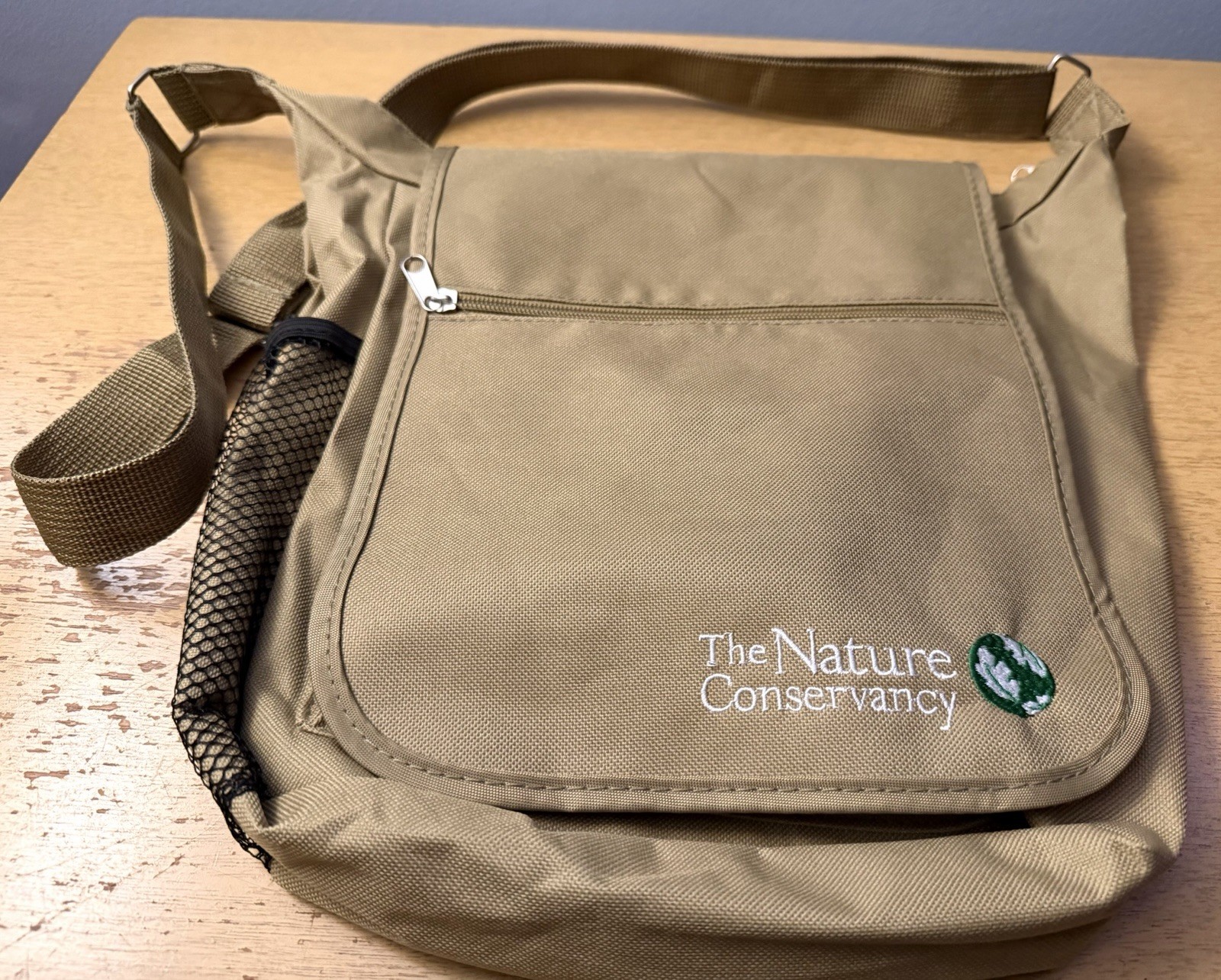 The Nature Conservancy Khaki Canvas Messenger Bag Shoulder Travel Field Bag