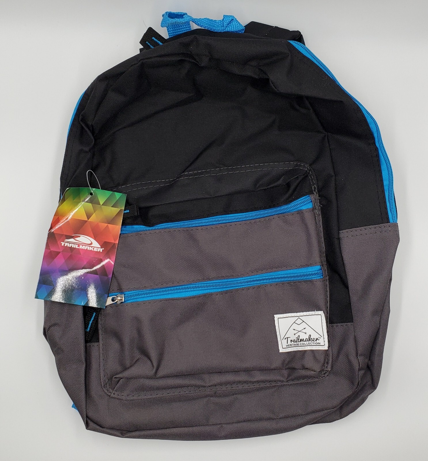 Trailmaker Backpack 16″ Black Gray Blue Big Student Heritage Collection New NWT