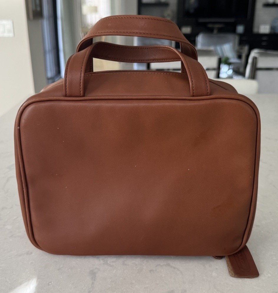 Vintage Coach Cosmetic/Toiletry/ Travel Bag Brown Leather EUC