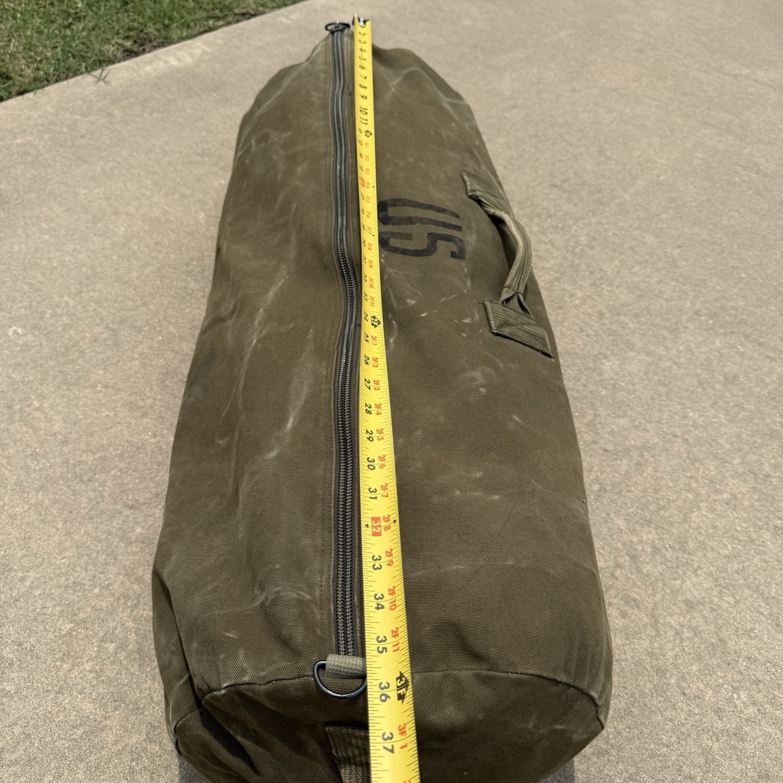 Large Duffle Bag Heavy Duty Cotton Canvas Military Army 36” 3 Handles Distressed