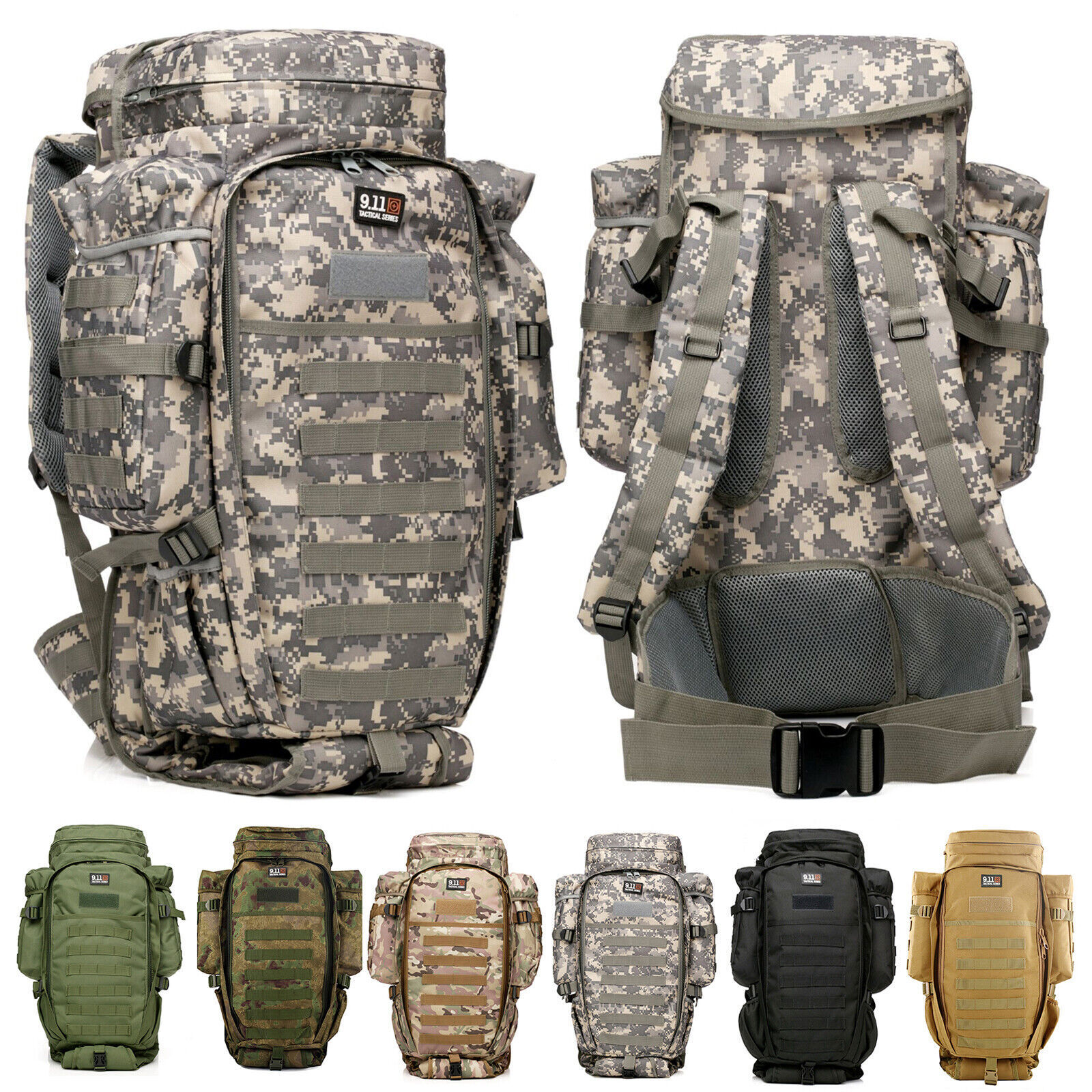 56L/80L/100L Outdoor Military Tactical Backpack Rucksack Camping Hiking Bag