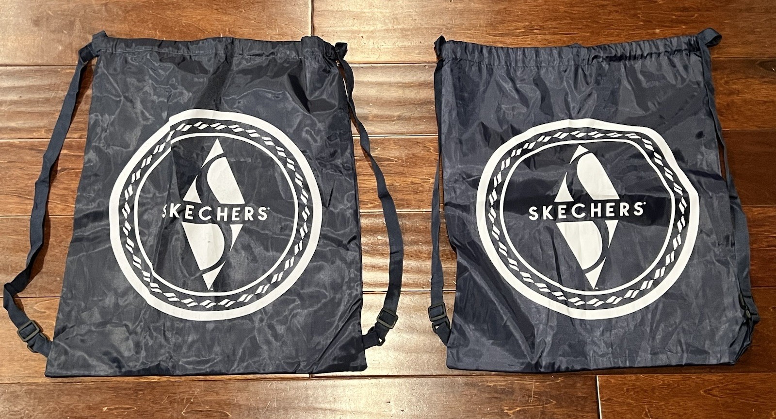 Lot Of 2 SKECHERS Blue 17″ x 20″ Nylon Drawstring Backpack Gym Shoe Storage Bag