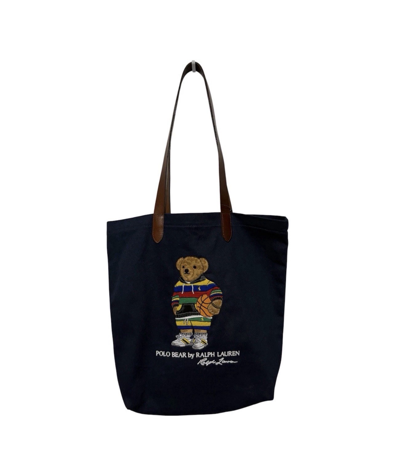 Unisex Polo Ralph Lauren BASKETBALL BEAR Cotton Twill Embroidered Tote Bag