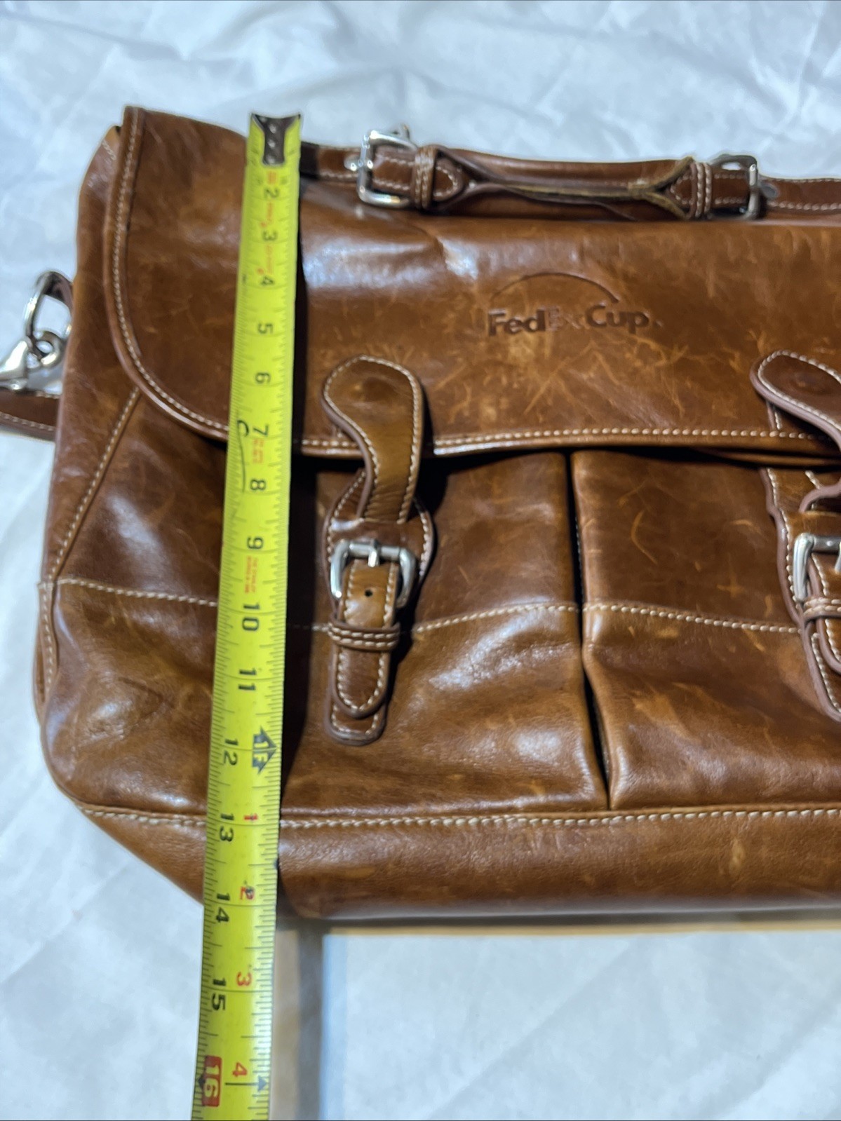 Barrington Leather Messenger Bag FedEx Cup PGA Tour Briefcase Brown