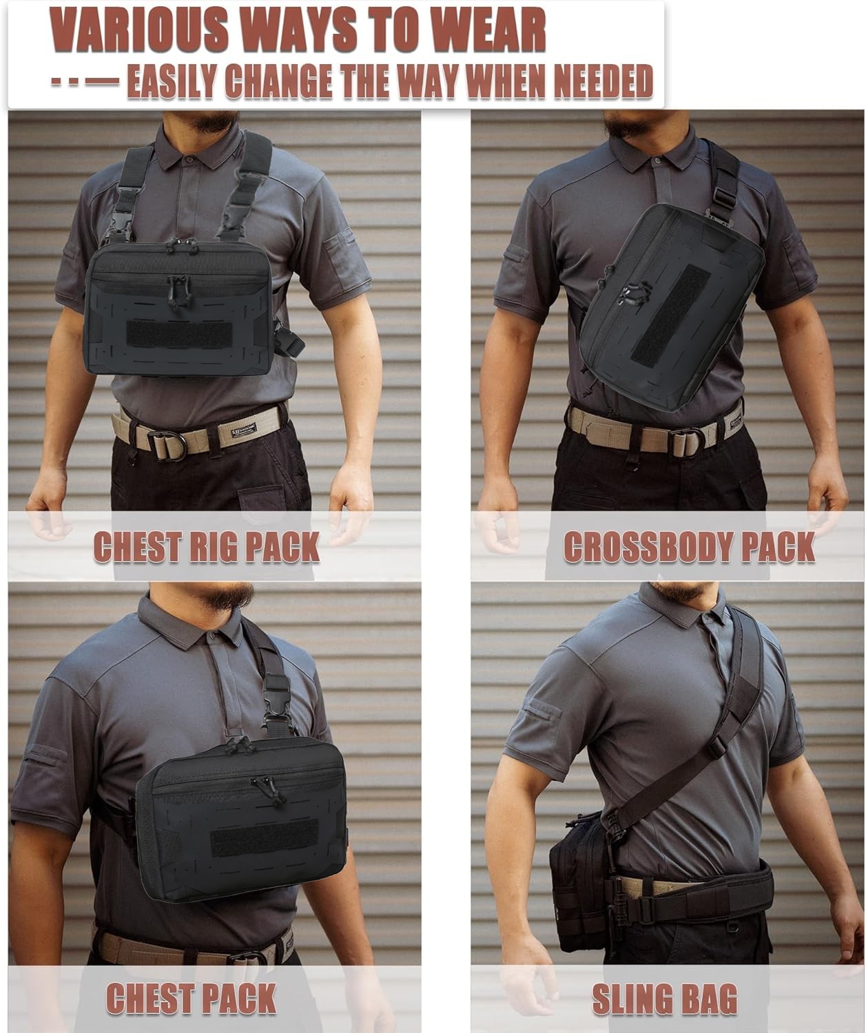 Tactical Chest Rig Pack for Men Running Chest Bag Molle Sport Utility Chest Pack