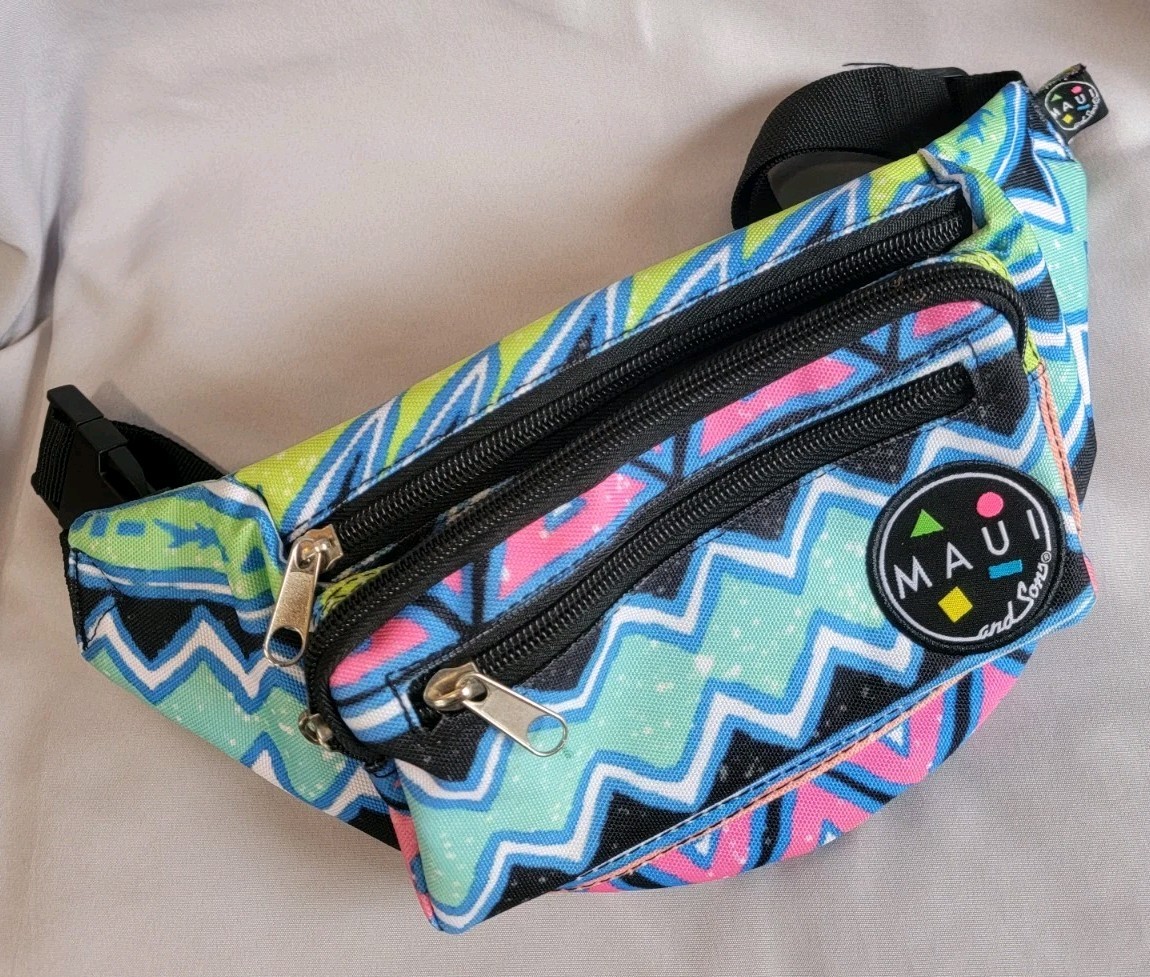 Vintage Maui and Sons Fanny Pack Padded Travel Bag Retro Surf Skate Beach Island