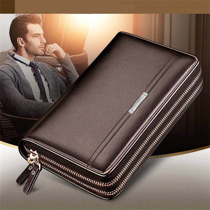 Mature Men Real Leather Briefcase Wallet Purse Business Clutch Phone Handbag US