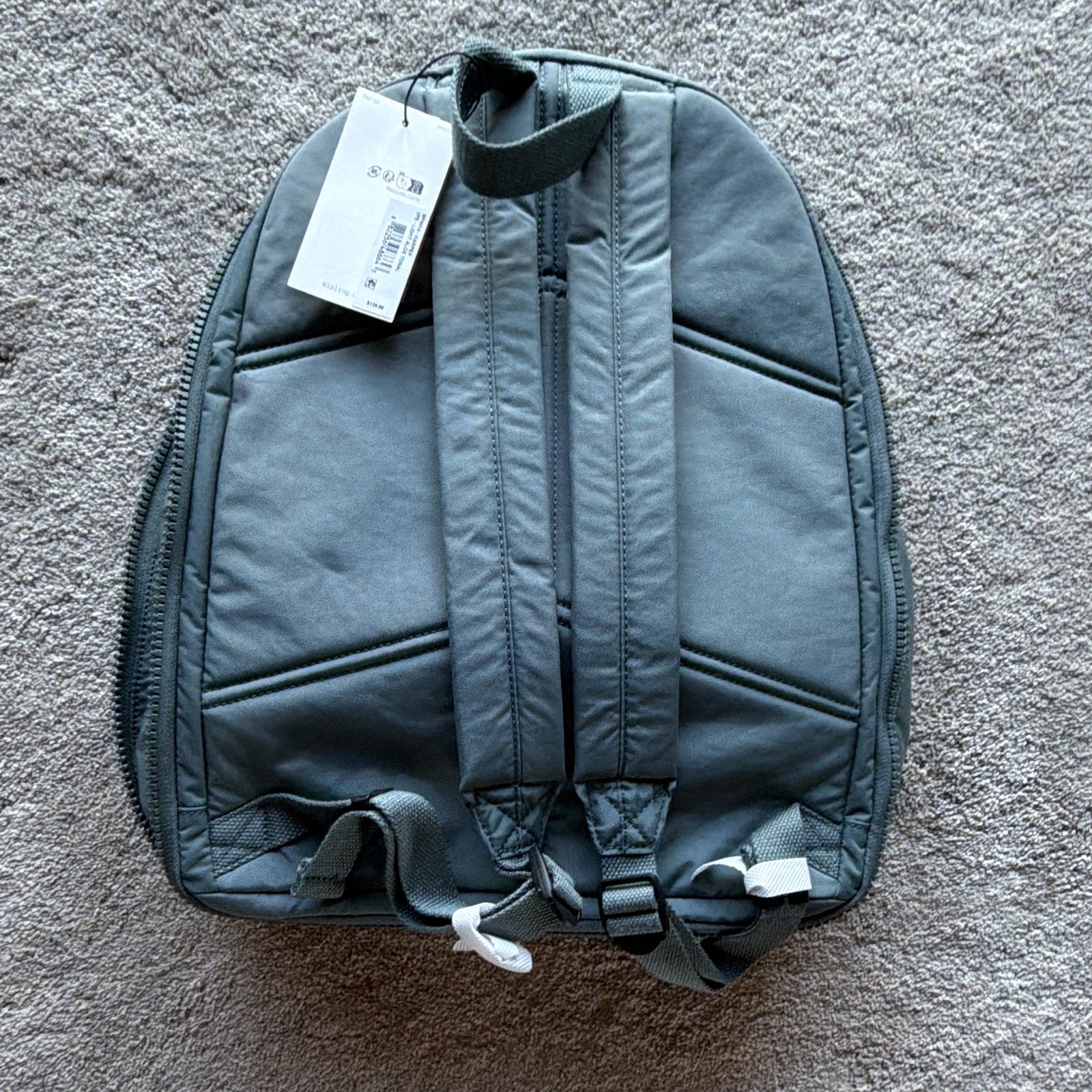Kipling Green Medium Backpack Zip Closure Monkey Keychain Adjustable Straps