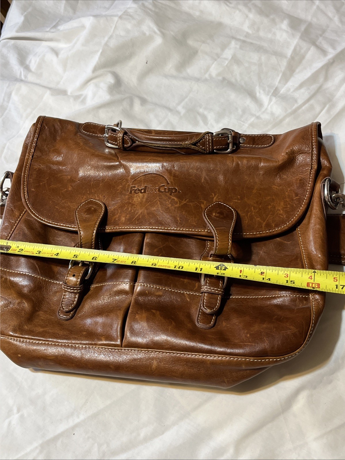 Barrington Leather Messenger Bag FedEx Cup PGA Tour Briefcase Brown