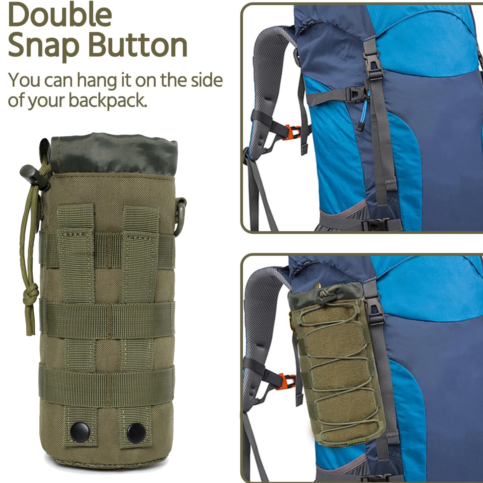 Tactical Molle Water Bottle Pouch Holder Outdoor Men’s Kettle Carrier with Strap