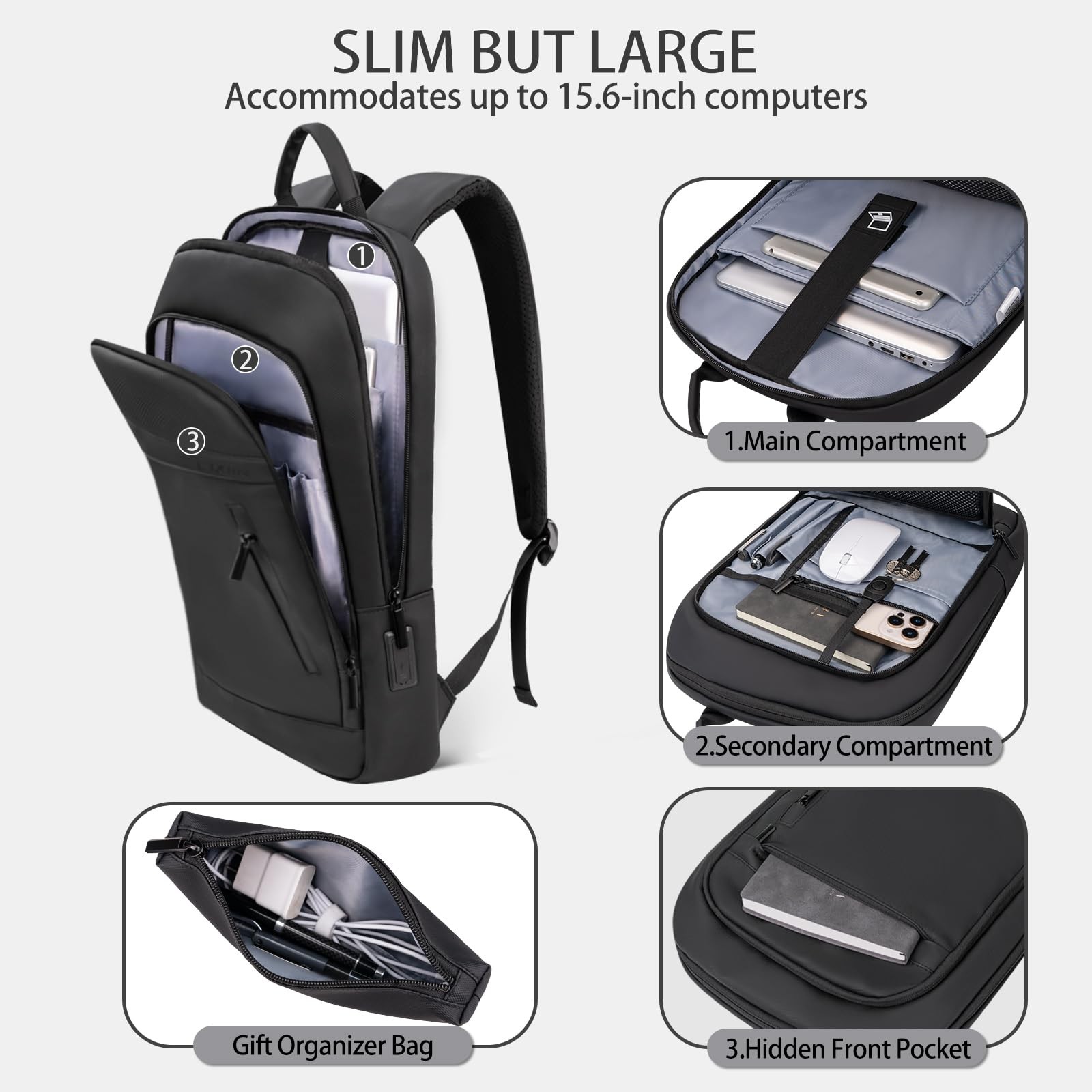 Business Backpack for Men Lightweight Commute Laptop Backpack Anti-Theft Wate…