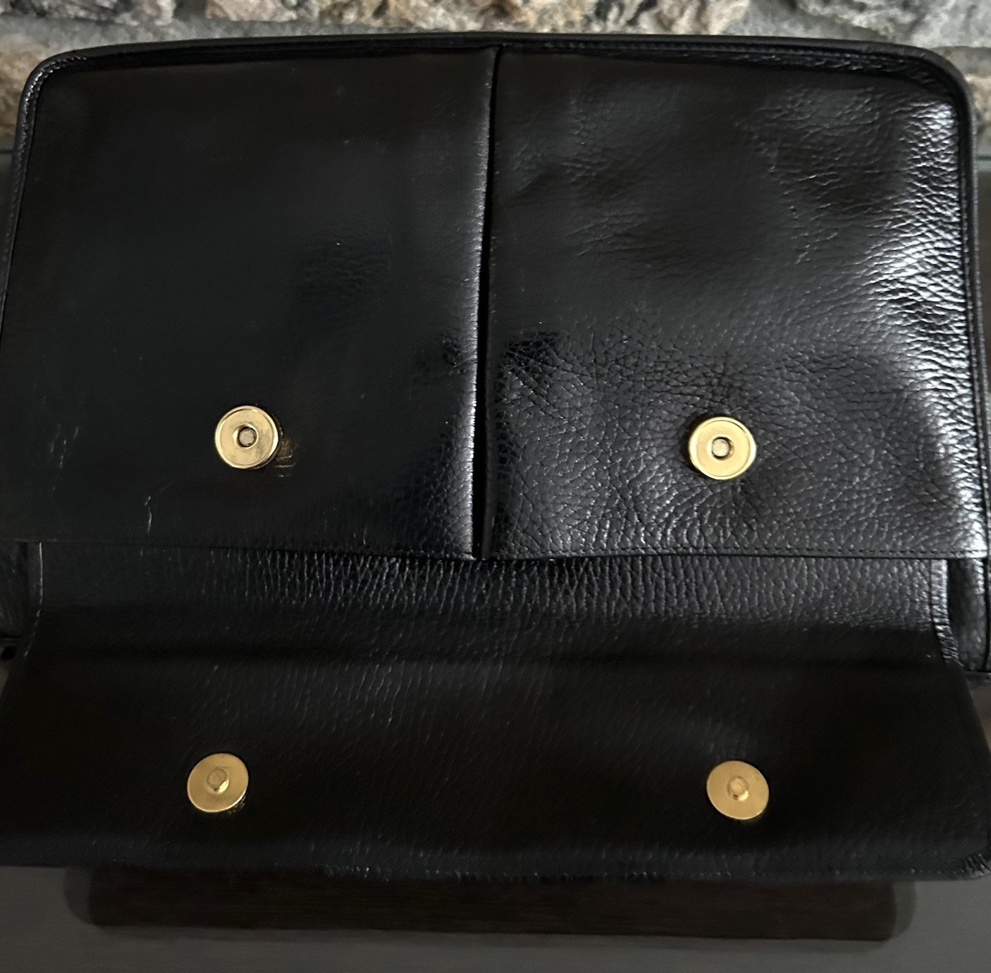 Gianni Versace Clutch Bag Unisex Pebbled Leather Pouch Medusa Zip Pockets Black