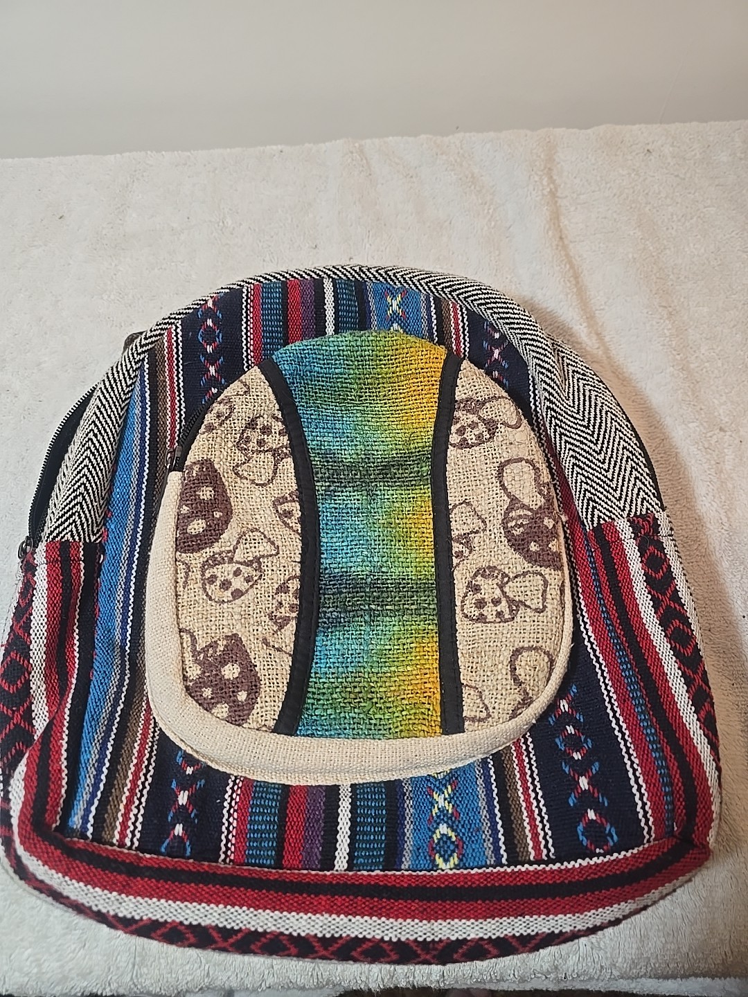Hemp back pack (Unisex) – All Natural Handmade Bag Backpack Mushrooms 11x11x3