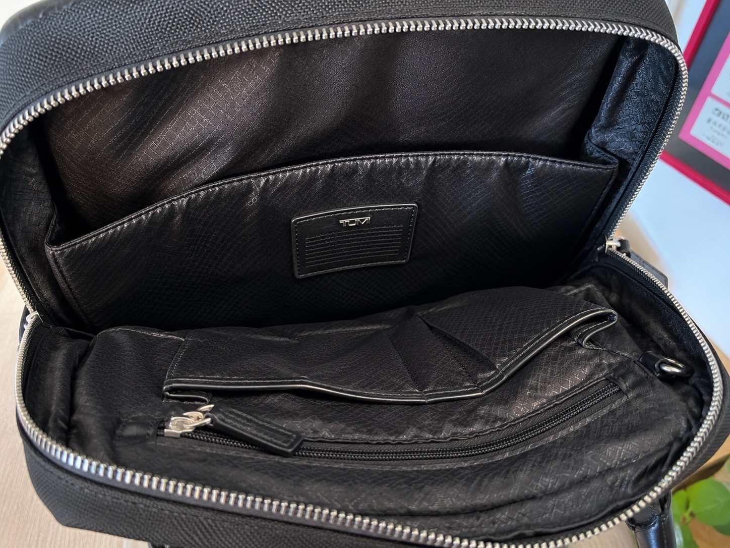 Tumi Backpack Briefcase Ballistic Nylon and Leather Black Used