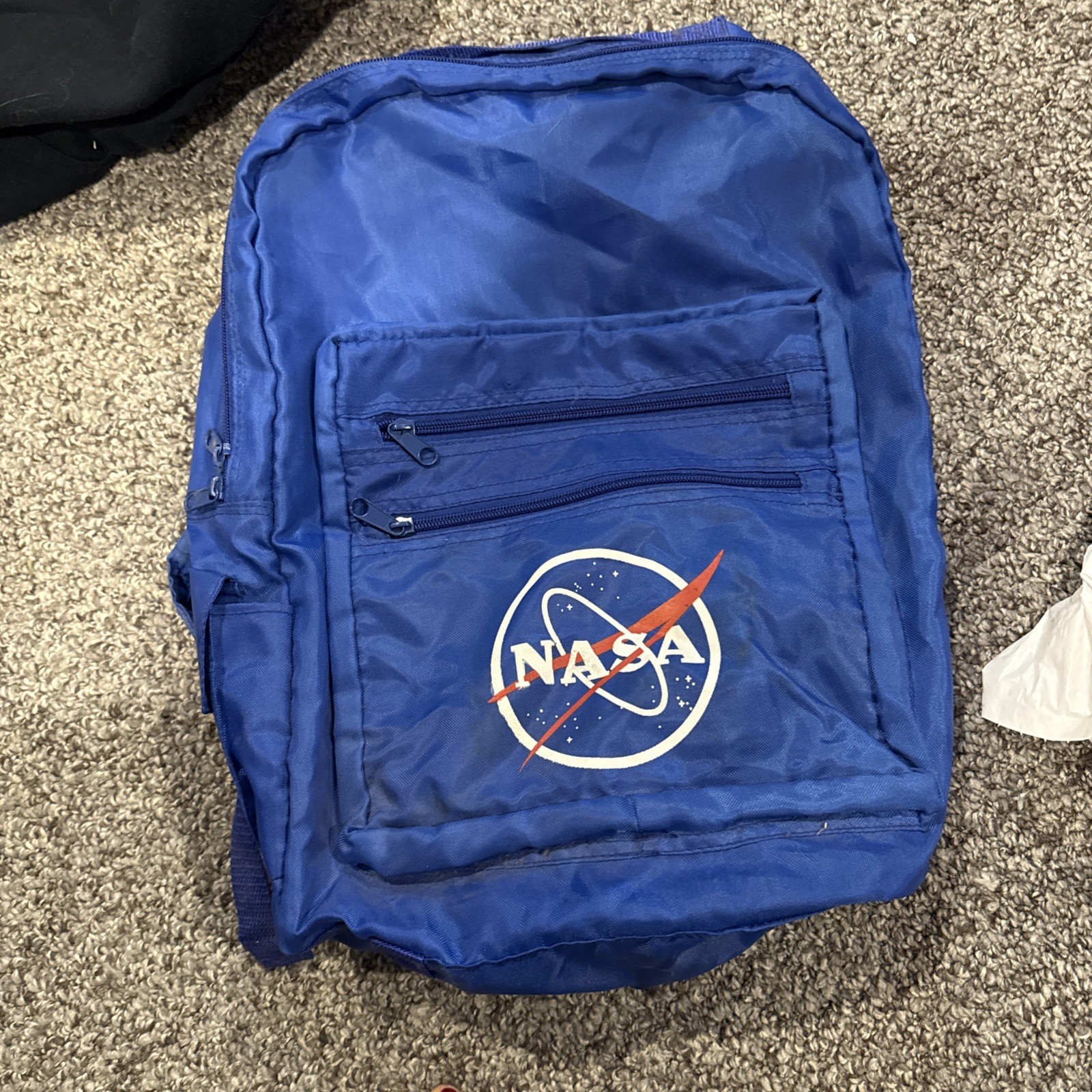 NASA Backpack Vintage 1980s Space Travel Bag Blue Backpack