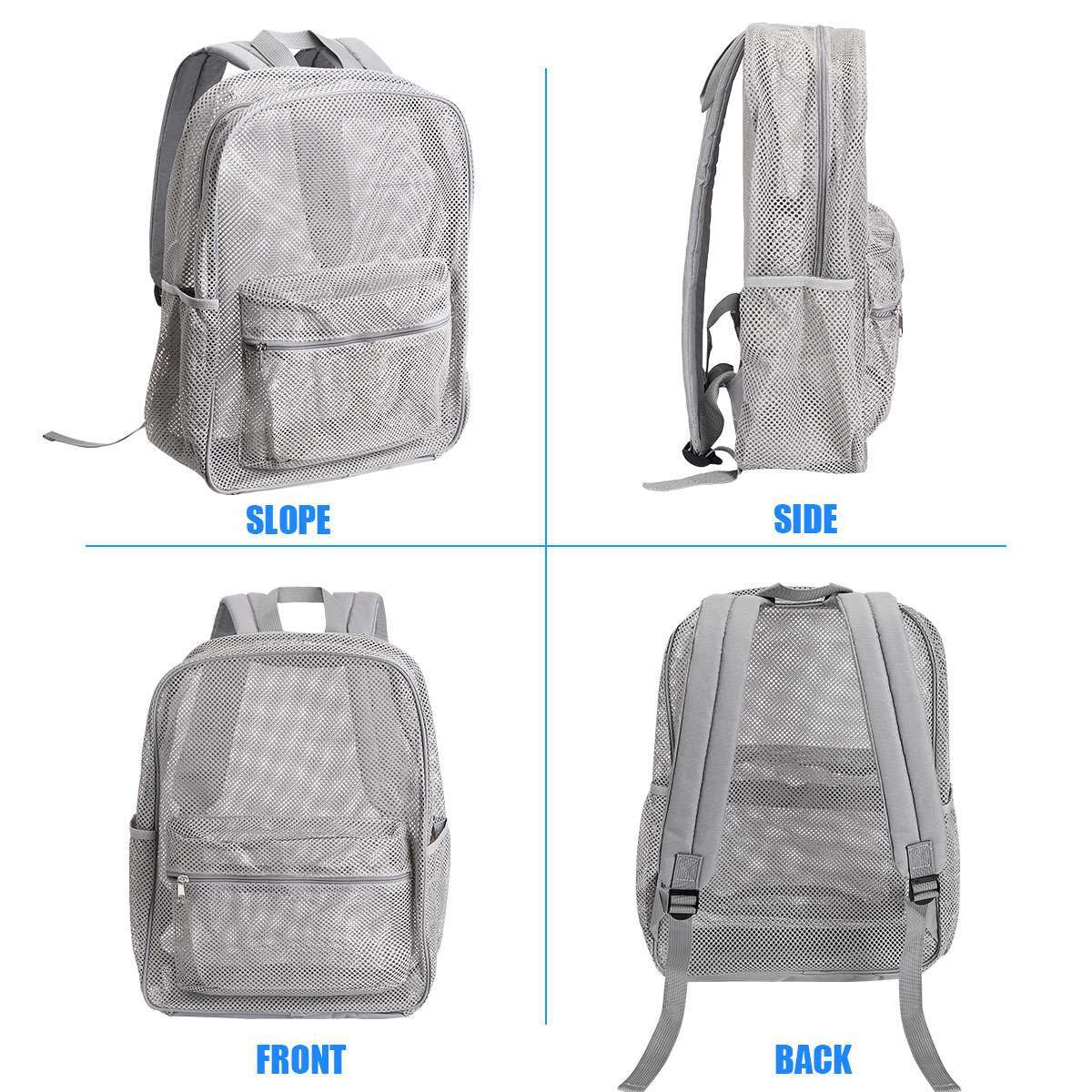 Clear Mesh Backpack Large See Through Laptop School Bag For Students Men Women