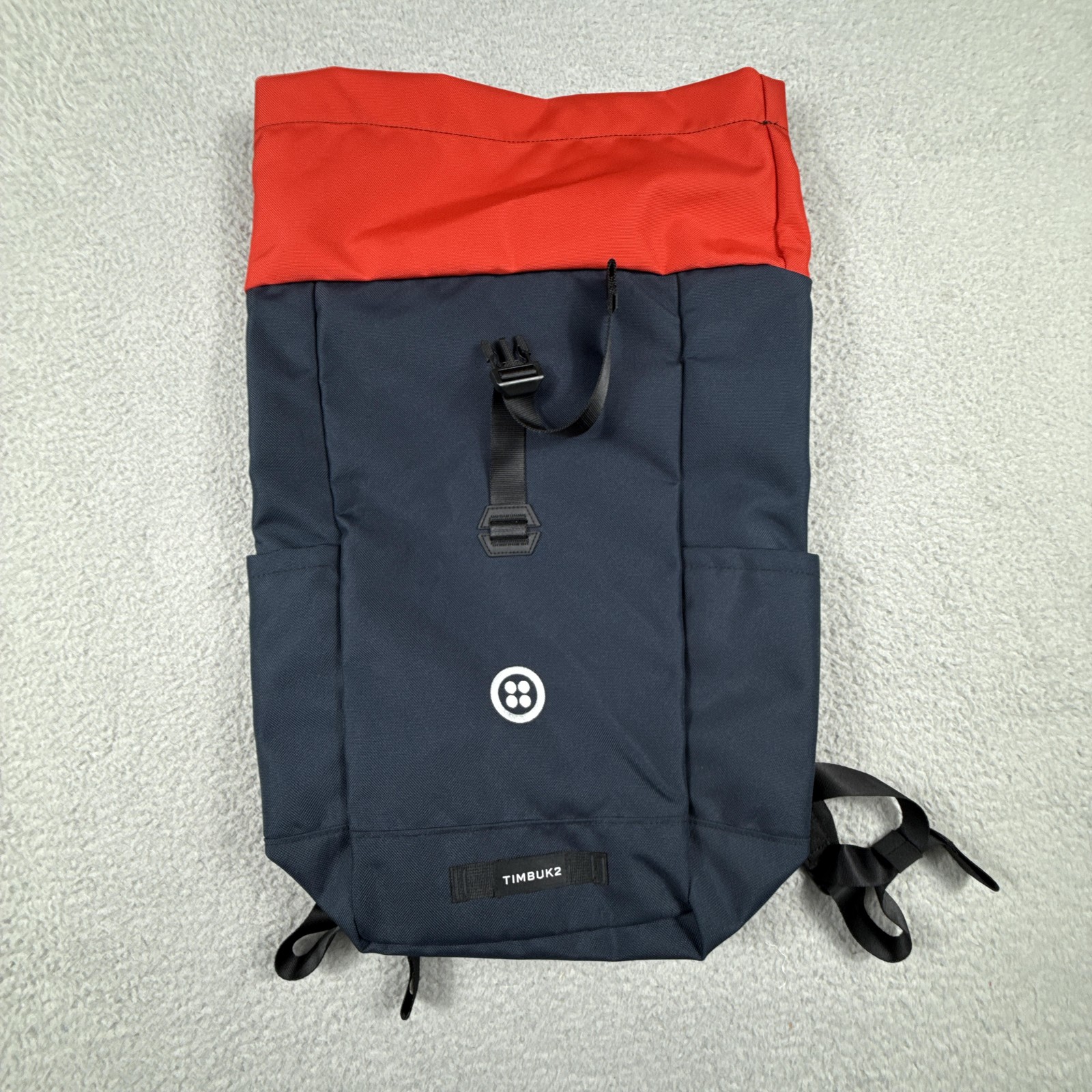 Timbuk2 Backpack Bag Hero Navy Red Roll Top Laptop Compartment Daypack Travel