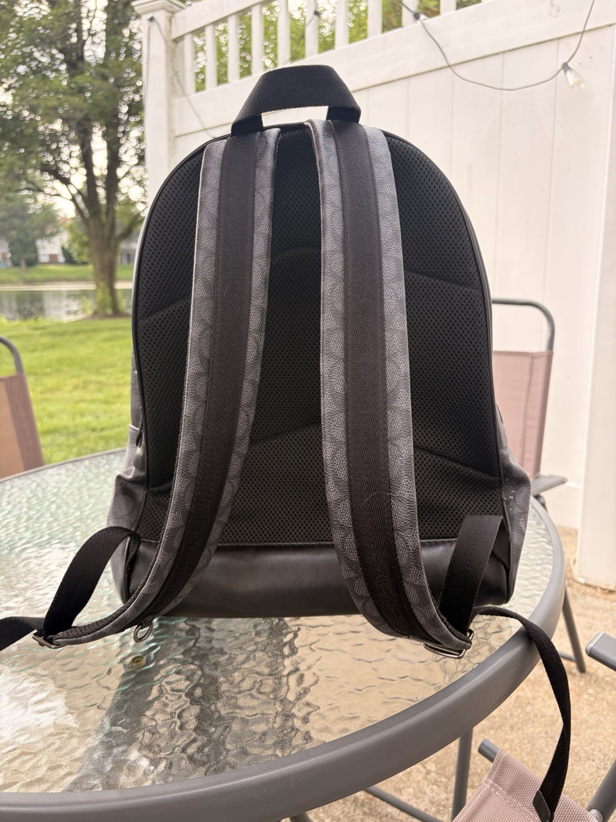 Coach Academy Backpack Charcoal Gray Signature Canvas Men’s Bag Good Condition