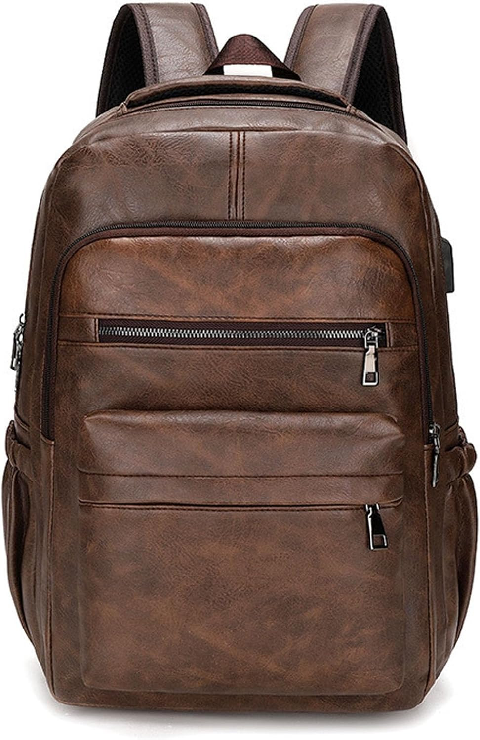 Mens Leather 16.1 Inch Laptop Bag Travel Casual Computer Backpack College Busine