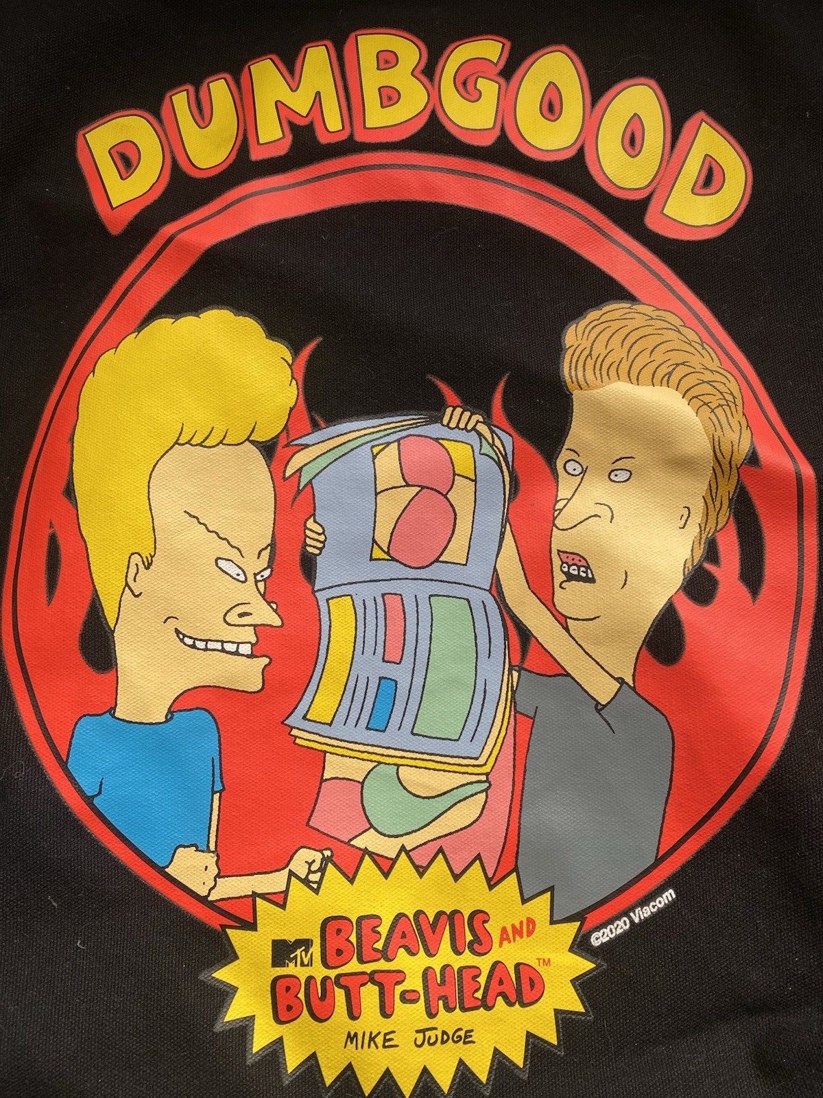 Beavis and Butt-Head Large Black Tote Bag MTV Dumbgood Brand