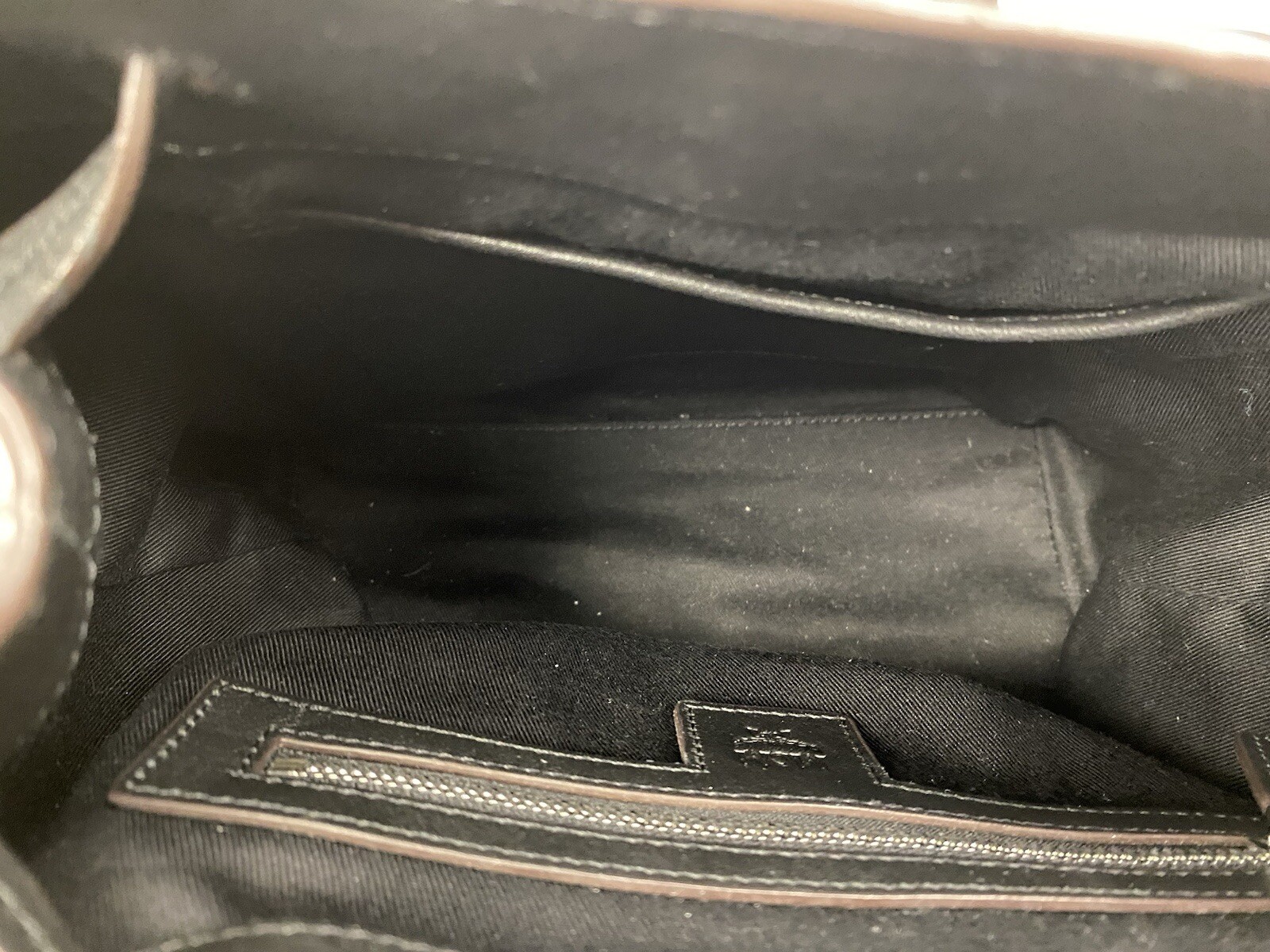 MCM Essential Monogram Leather Small Backpack In Charcoal 10×8.5×4.5 Dark Brown
