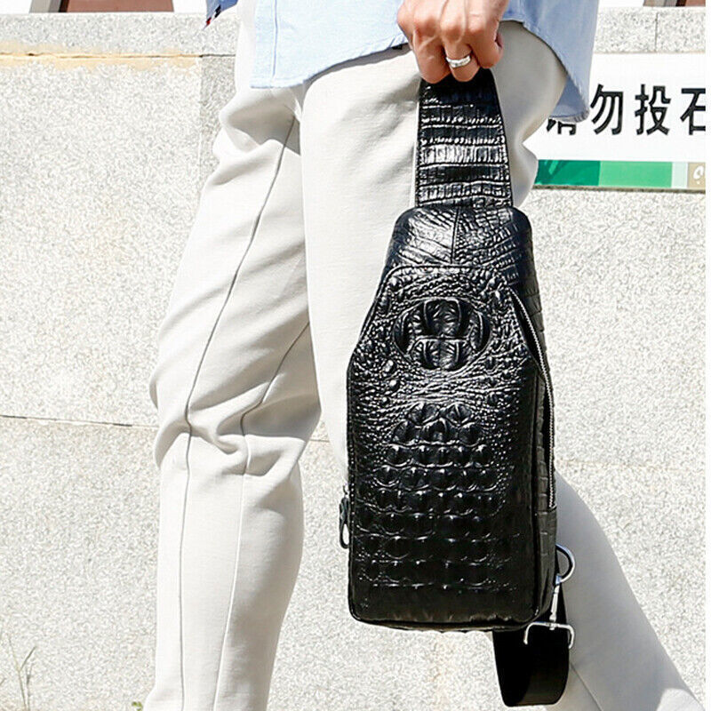 Crossbody Bag Sling Backpack Men Genuine Leather Chest Bag Sling Bag E