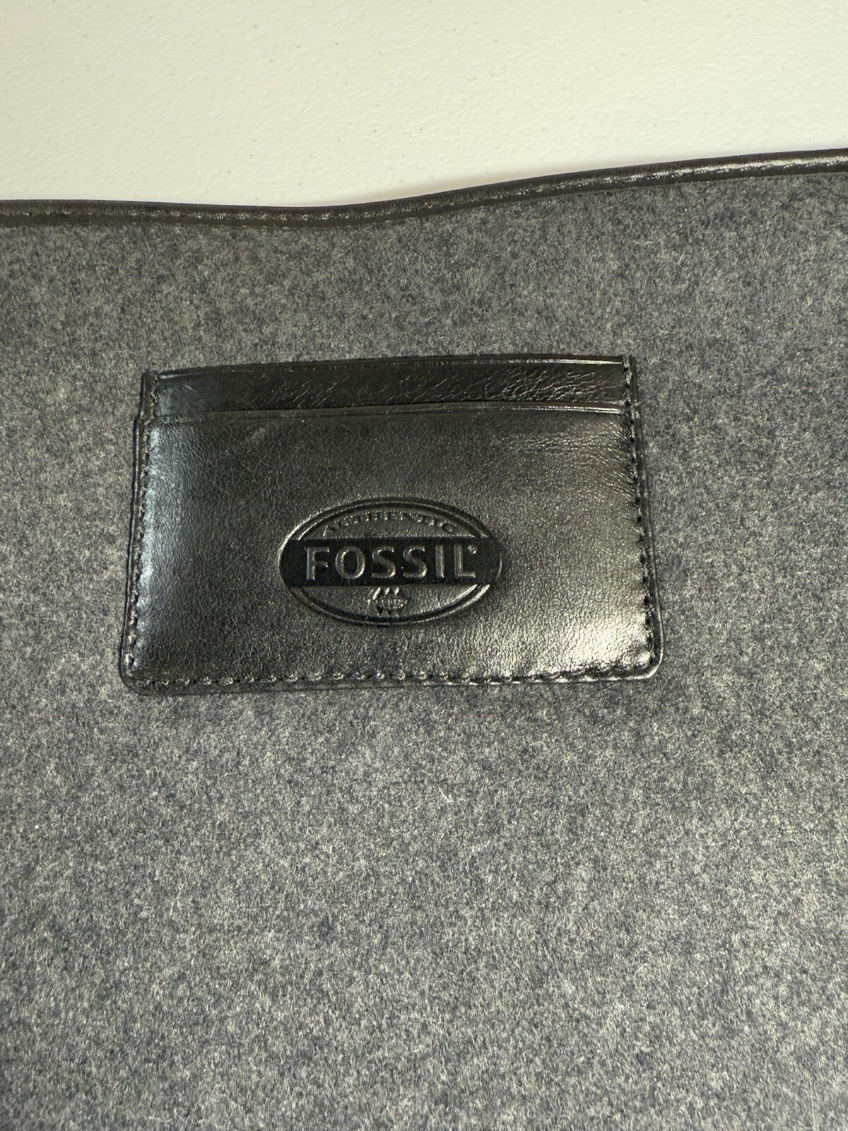 NWT FOSSIL Gray Suede/Black Leather Brief Case Messenger Brief Bag 15”x11.5”