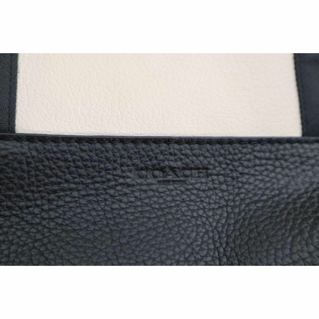 Coach Tote Bag F23248 Leather A4 45cm 17.7in Black Chalk Mens japan used