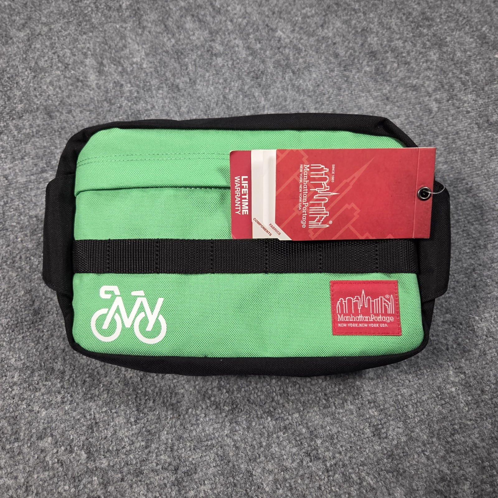 NWT Manhattan Portage Spoke Waist Bag Black Green Bike New York NY Cross Body