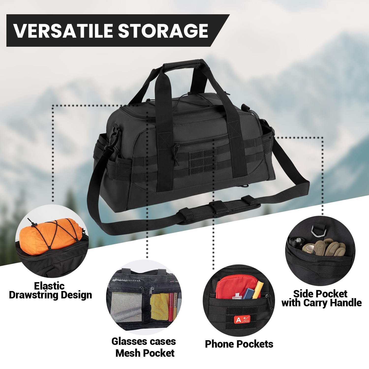 35L Large Duffle Bag, 3-in-1 Tactical Backpack MOLLE Pack for Sports/Gym/Outd…