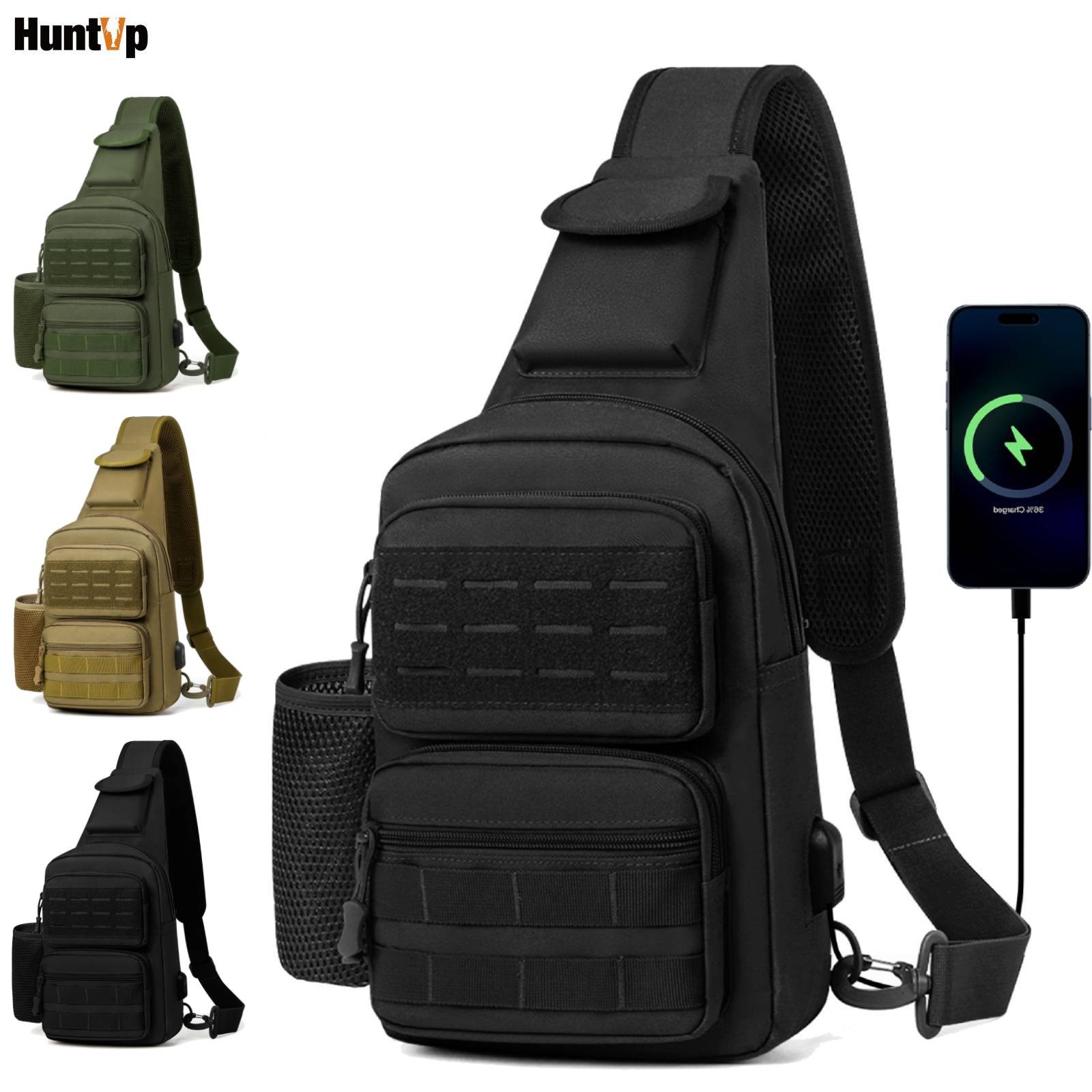 Mens Tactical Military Chest Sling Bag Water Resistant MOLLE Shoulder Backpack