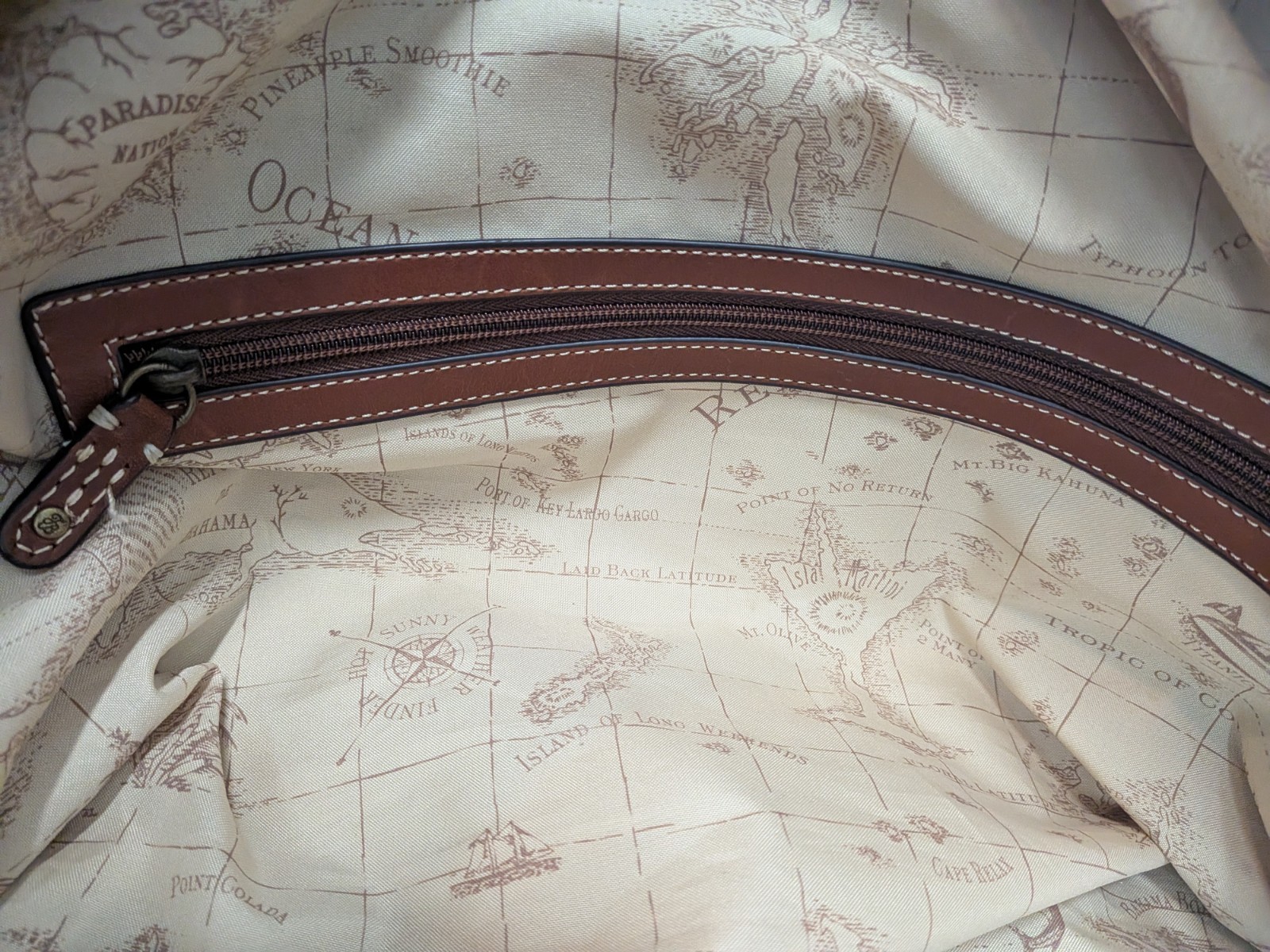 Tommy Bahama Weekender Leather Duffel Bag Cognac Brown 19.5″ x 11.5″ (Rare)