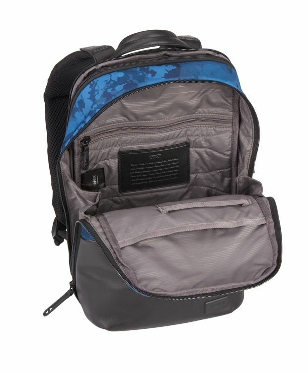 NWT Tumi Tahoe Elwood Deep Ocean Blue/Blk Leather Trim Backpack Retail $295