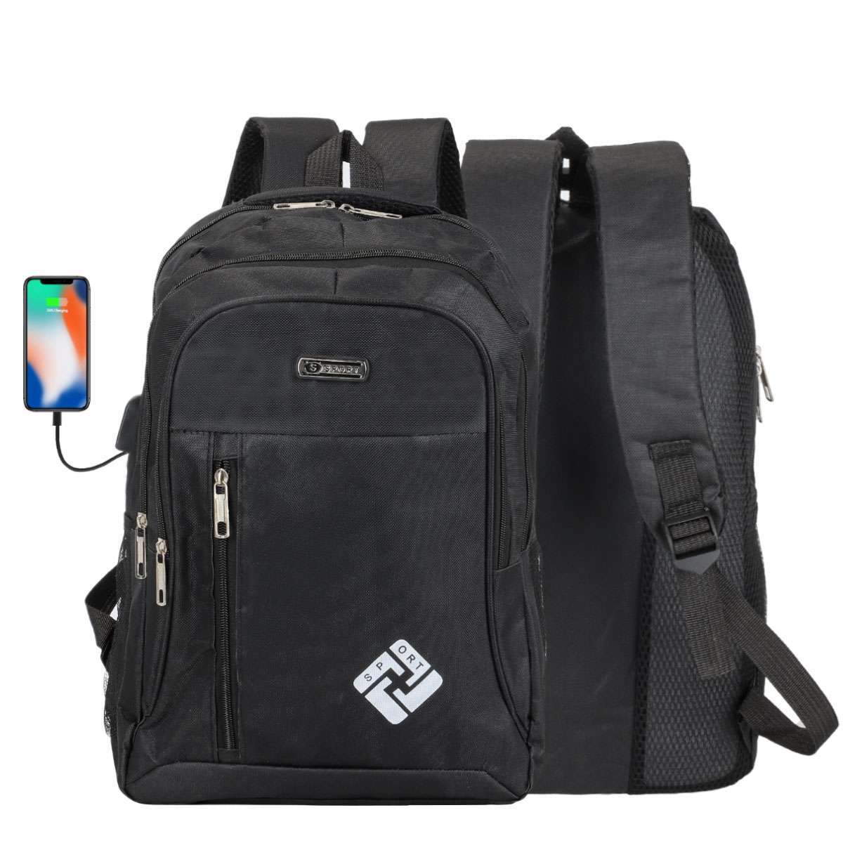 17″ Backpack Oxford Laptop Backpack Travel Business School Book Bag w/ USB Port