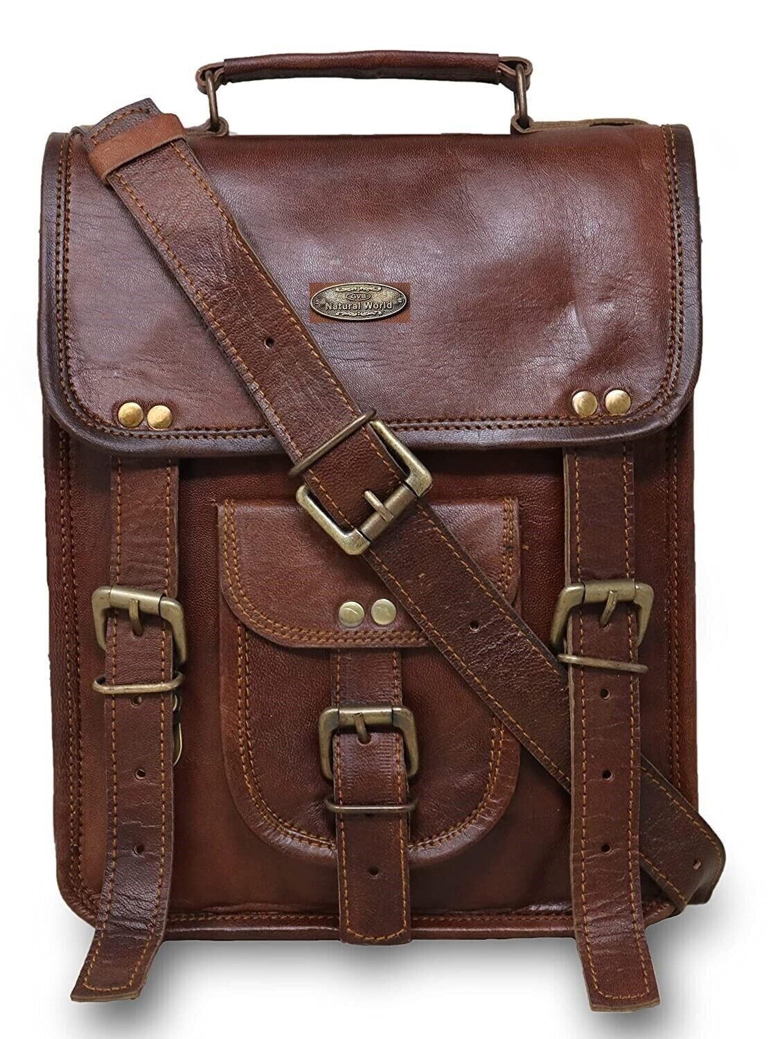 Men’s Sling Satchel Shoulder Travel Brown Messenger Crossbody Bag