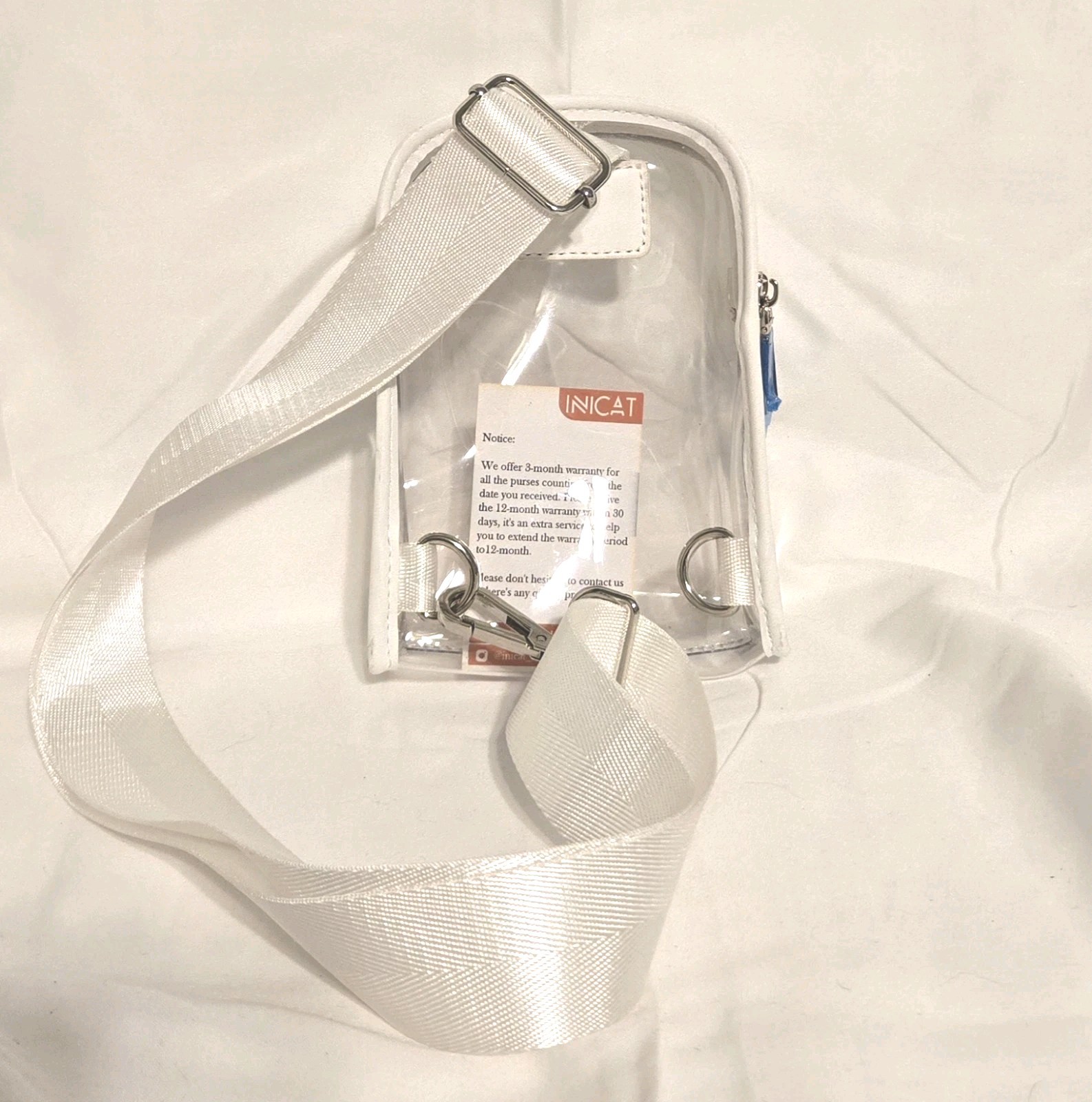INICAT Unisex Stadium Approved Adjustable Transparent Crossbody Chest Bag White
