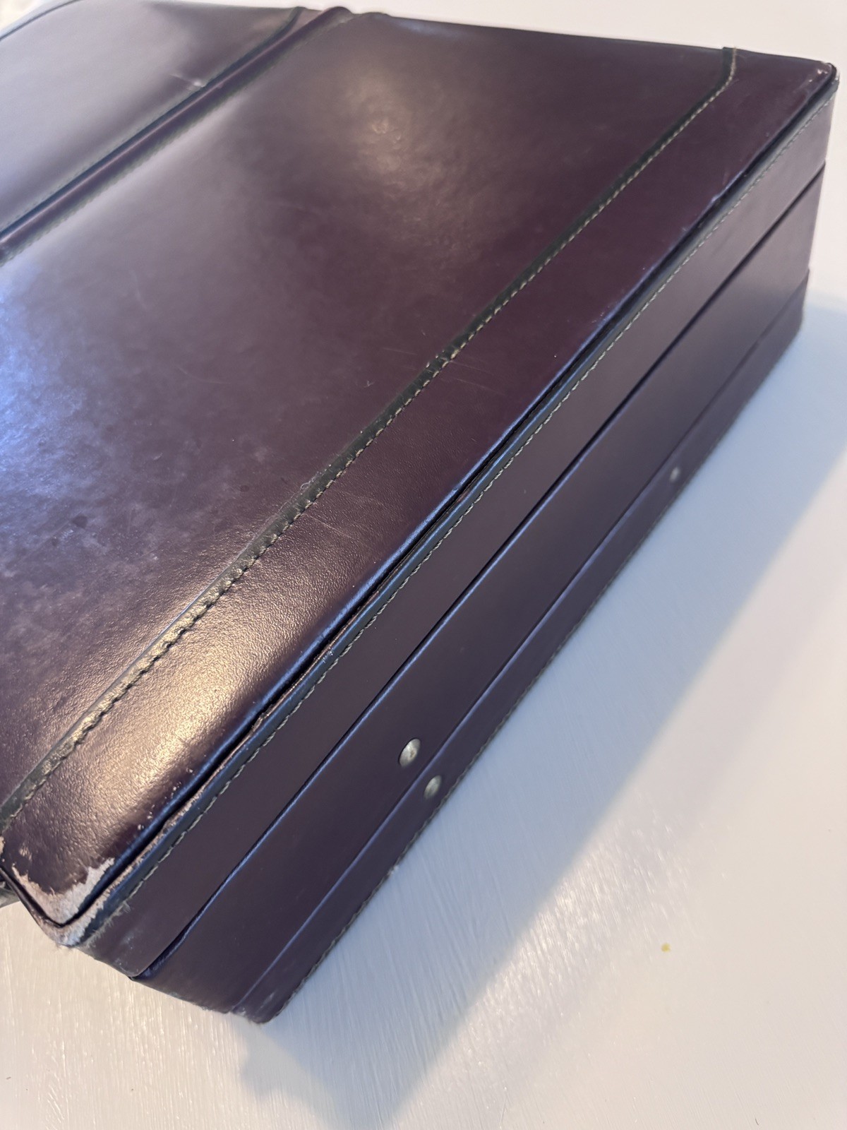 VTG Mallard Top Grain Leather Briefcase Attache Case Combo Lock Brown Burgundy