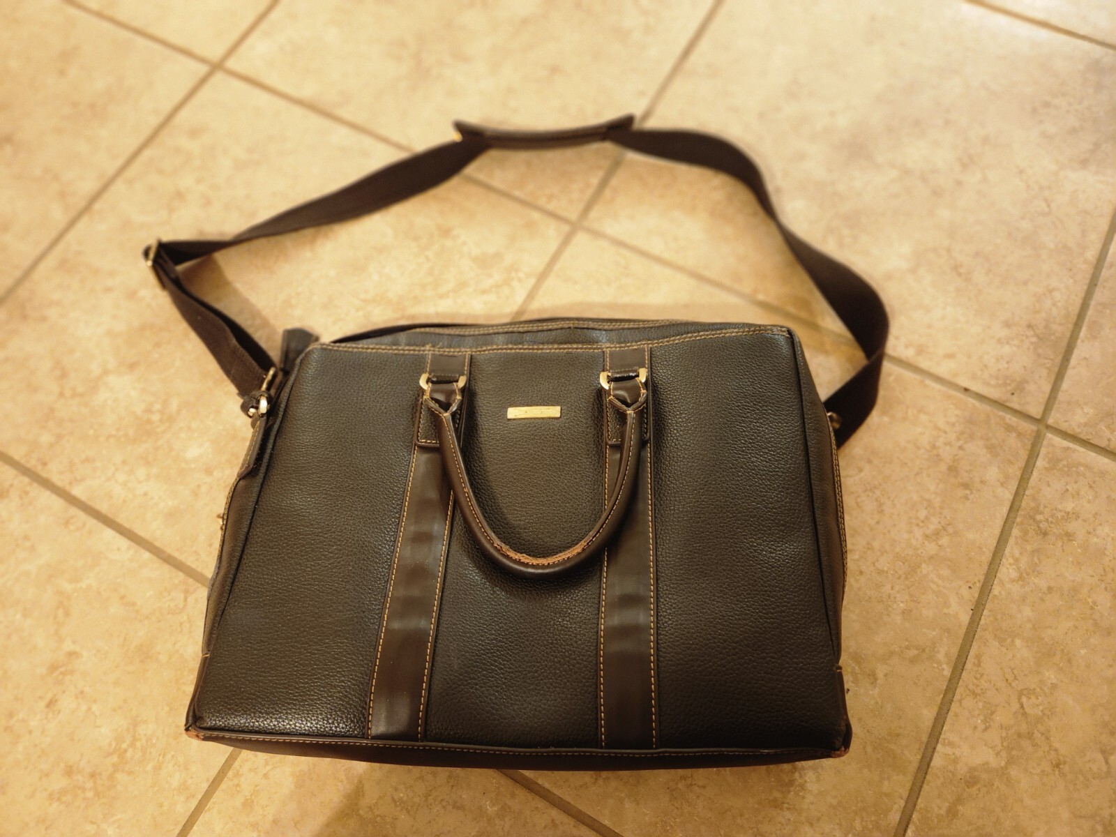 Brooks Brothers Leather Laptop Shoulder Messenger Bag *Read Description*