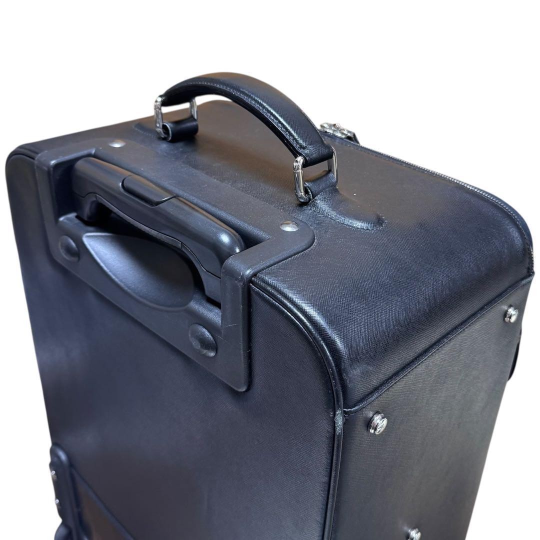 Giorgio Armani Leather Carry On Suitcase Black Made in Italy W36cm H45cm