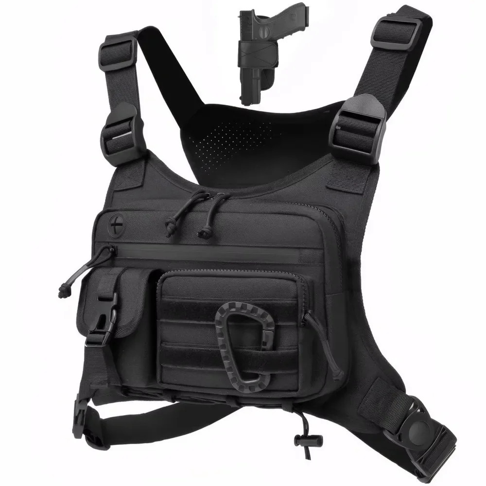 Adjustable Sports Vest Bag Multi-functional Water Resistant MOLLE Chest Bag Ligh