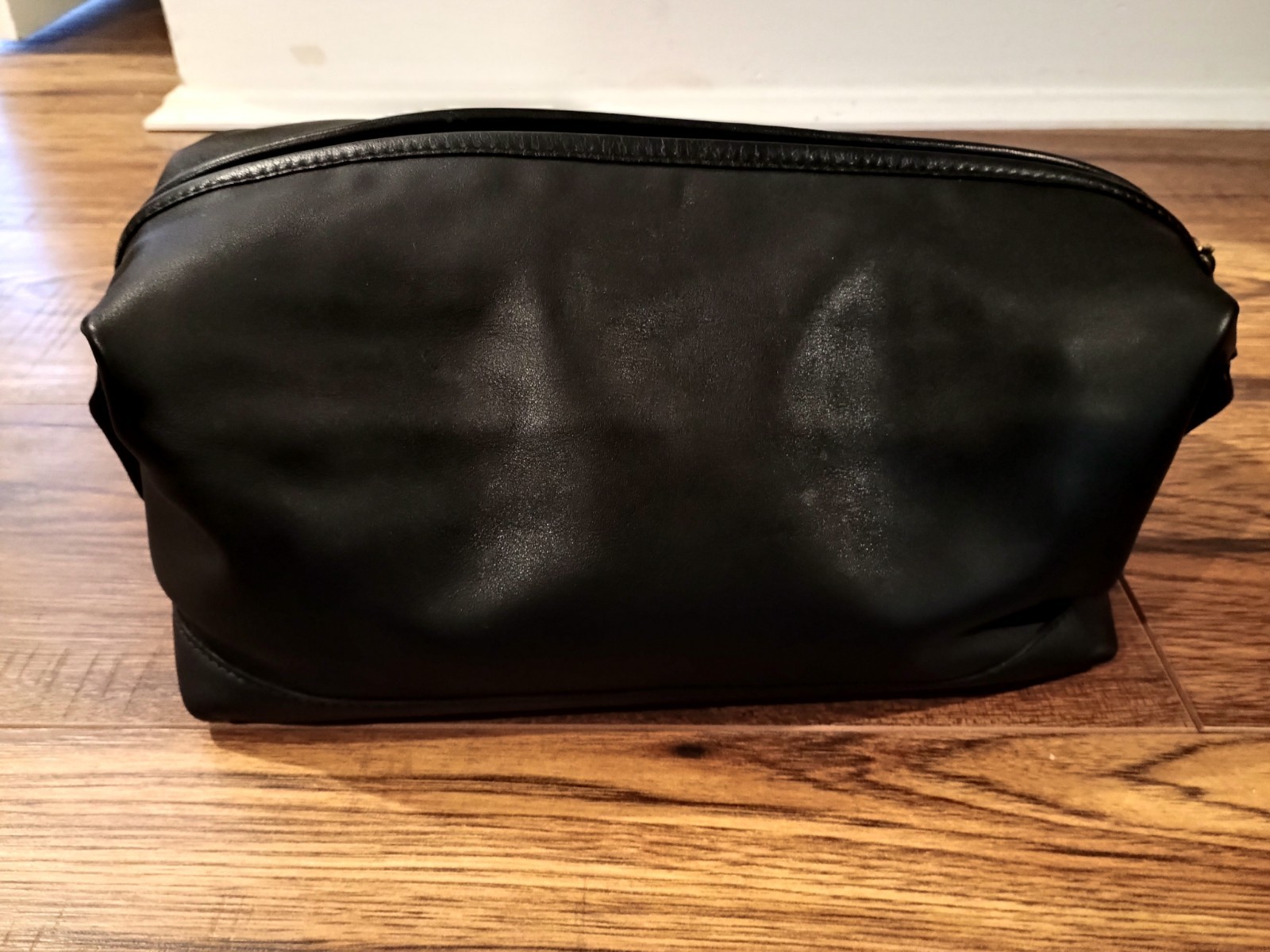 Vintage Coach 1995 Travel Kit No. 5036 Large Leather Toiletry Bag Black Zip Snap