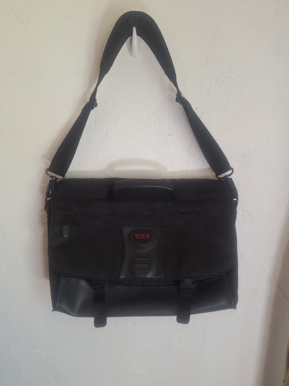Vintage Tumi Messenger Bag Black Nylon and Leather Travel Bag