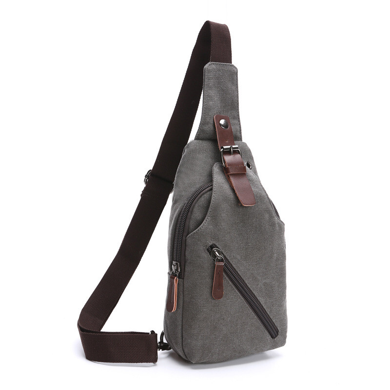 Men’s Single Shoulder Diagonal Backpack Canvas Chest Bag Outdoor Leisure Bag