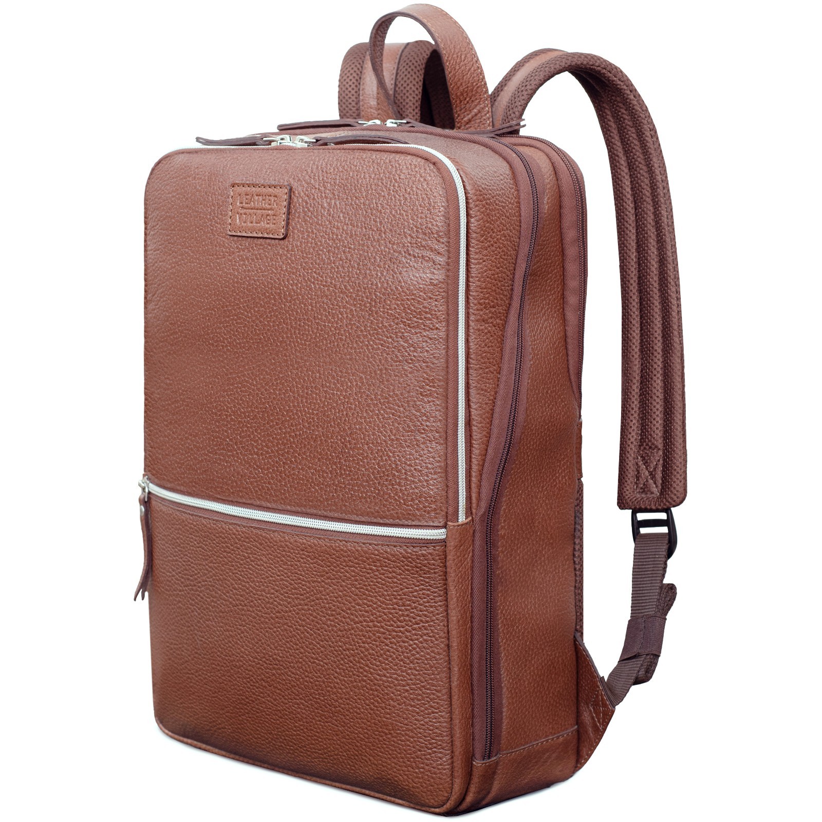 Leather Laptop Backpack for Men, Slim Professional Business Bag Fits 15.6 Inch