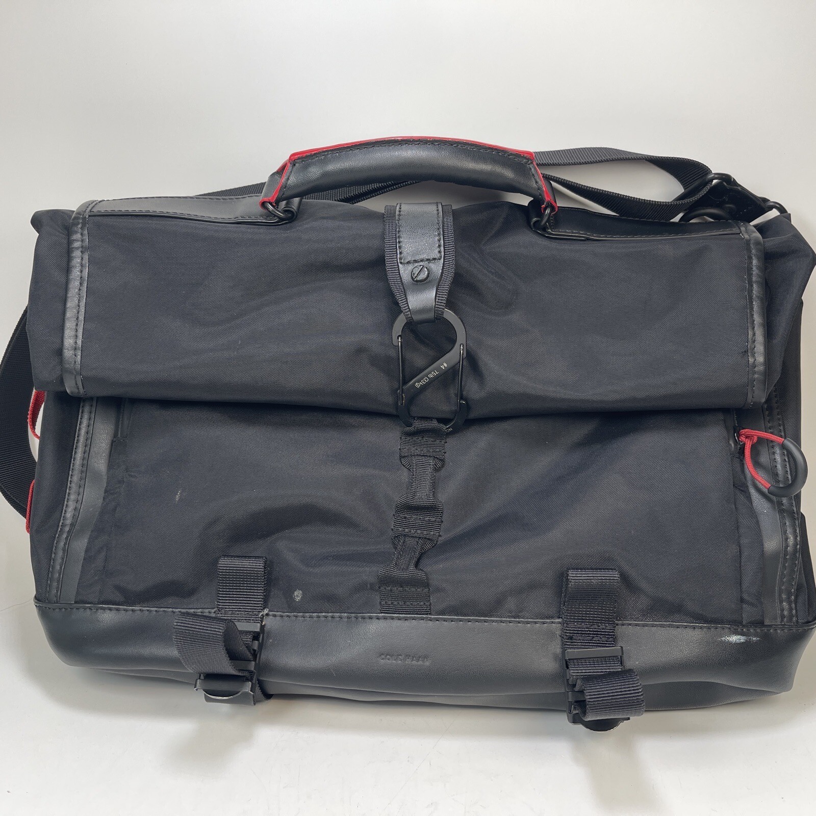 Cole Haan Houston Messenger Briefcase Laptop Roll top Bag nylon/leather RARE