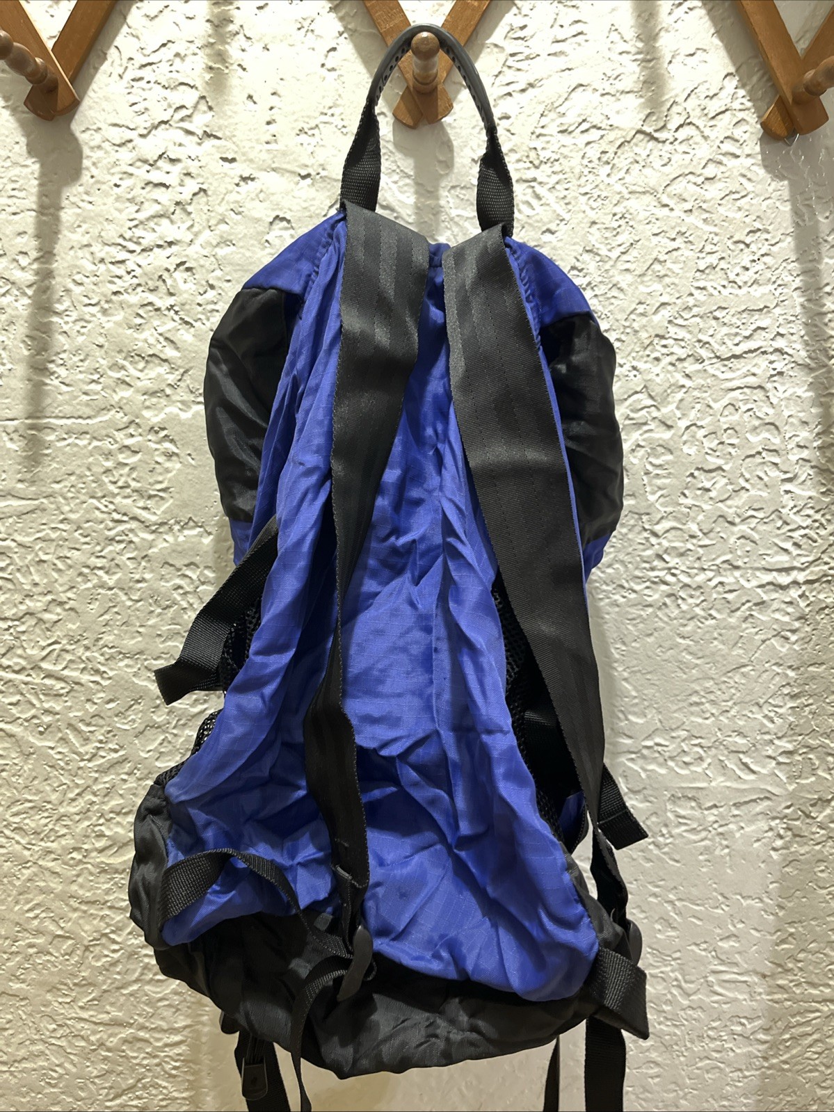 Kiva Packable Fold-Up Backpack Royal Blue Nylon Travel Bag- Preowned