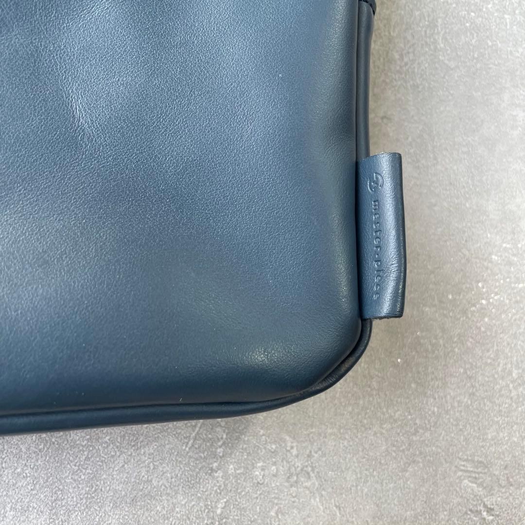 Master-Piece Navy Leather Shoulder Bag Men Unisex Travel Business