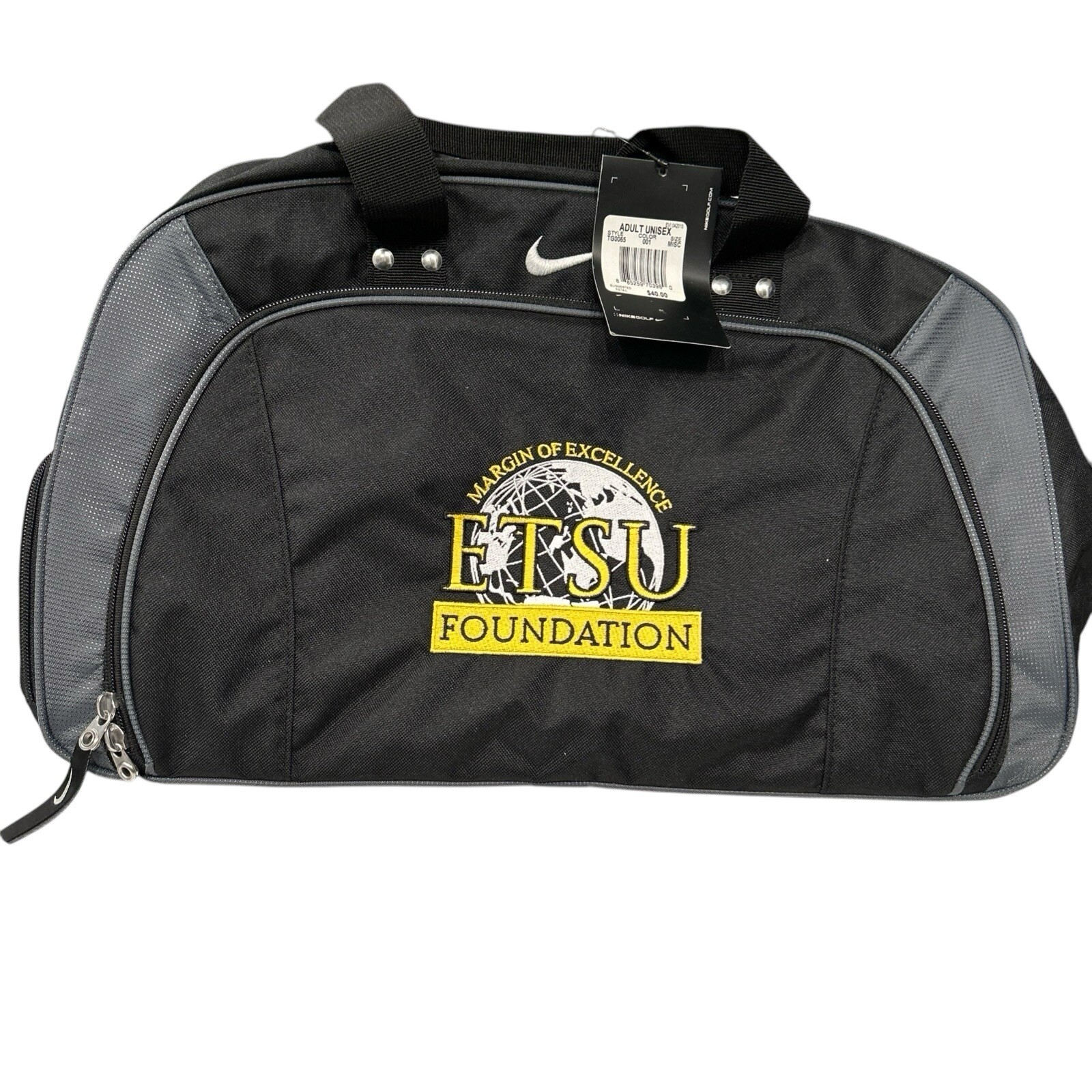 ETSU Nike golf duffel bag style TG0065 Unisex Black With Tags 18”x12”x10”