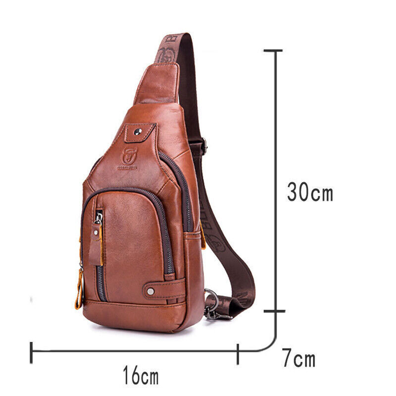 Men’s Sling Backpack Genuine Leather Chest bag Crossbody Bag Shoulder Bag New S