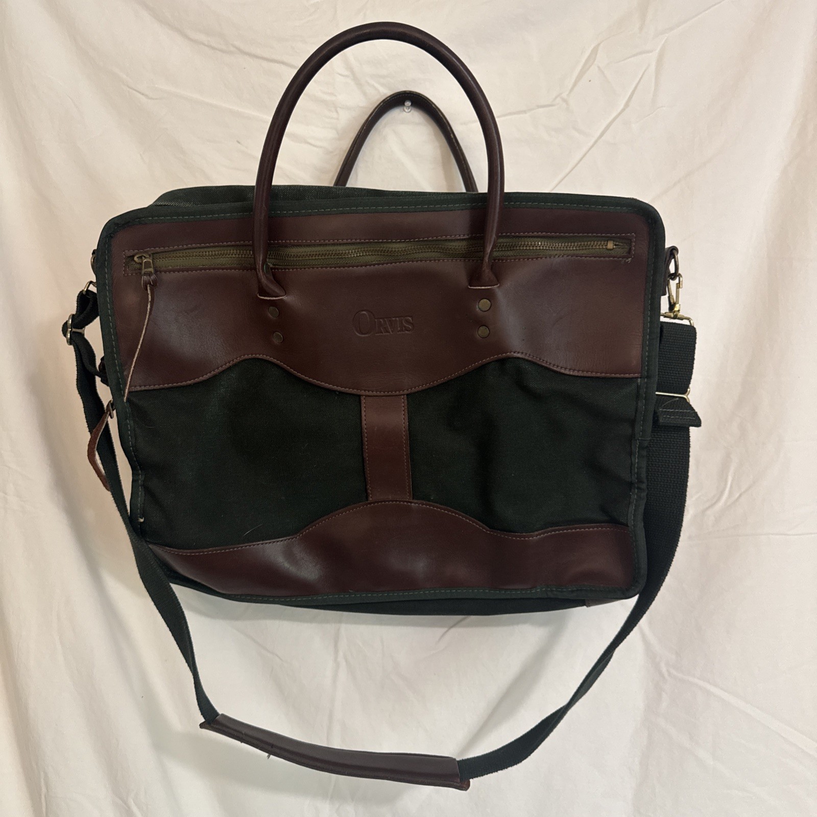 Vintage Orvis CANVAS /Leather BACK DRY GOODS Briefcase Messenger Shoulder Bag